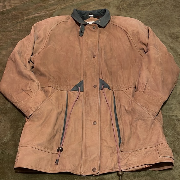 Vintage unisex Boundary Waters Genuine Brown and Green Leather Coat Size: M - Picture 3 of 11